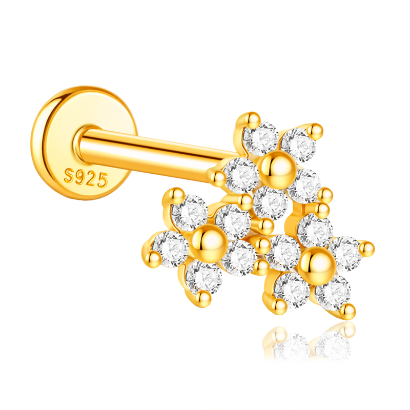 Pendiente Triple Daisy Oro