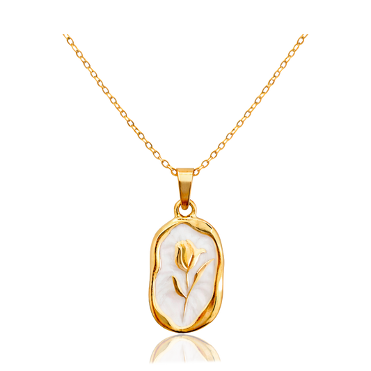 Collar Tulipán Blanco Oro