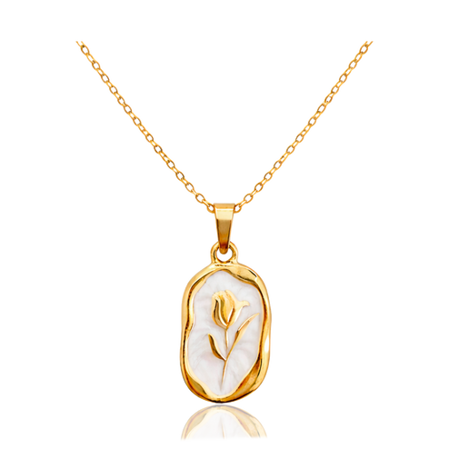 Collar Tulipán Blanco Oro