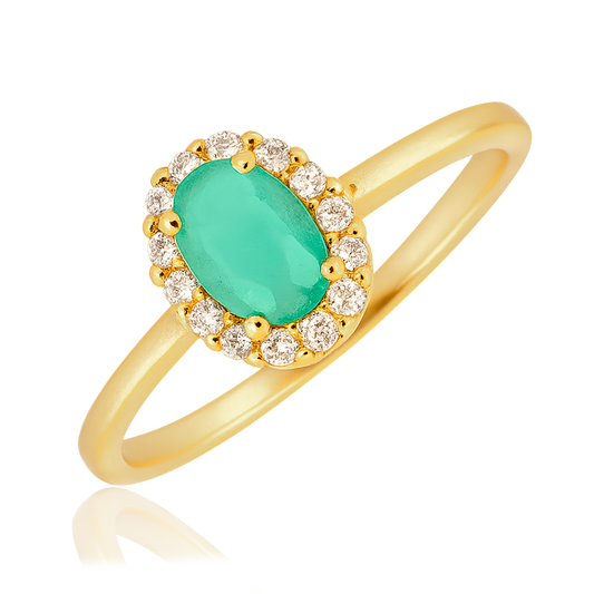Anillo Oval Green Mint Oro
