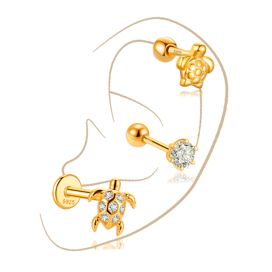 Set Turtles Oro · Plata de ley bañada en oro 18k