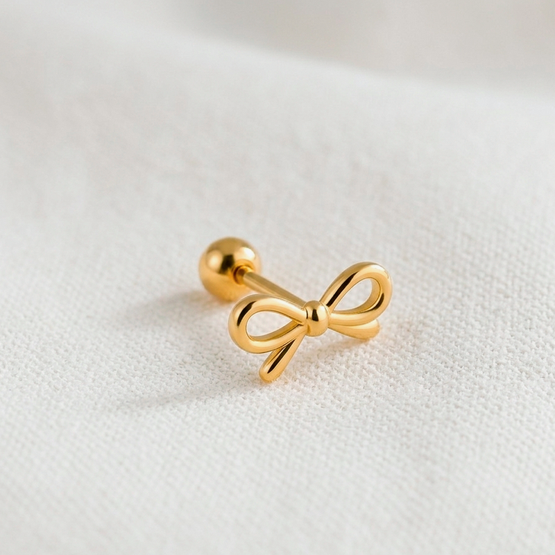 Pendiente Mini Lazo Oro