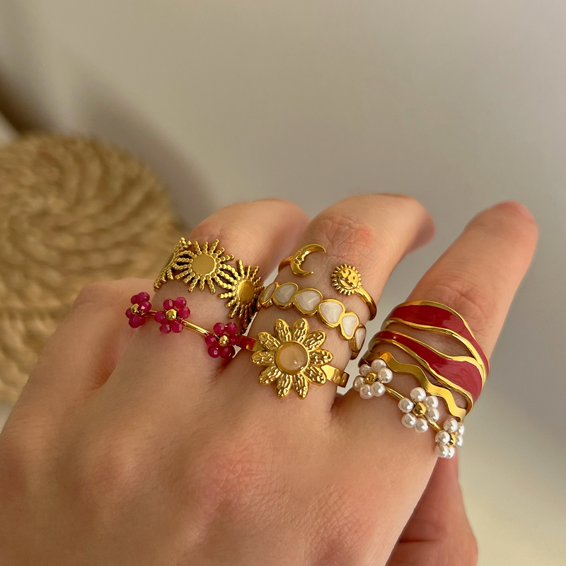 Anillo Pink Drip Oro