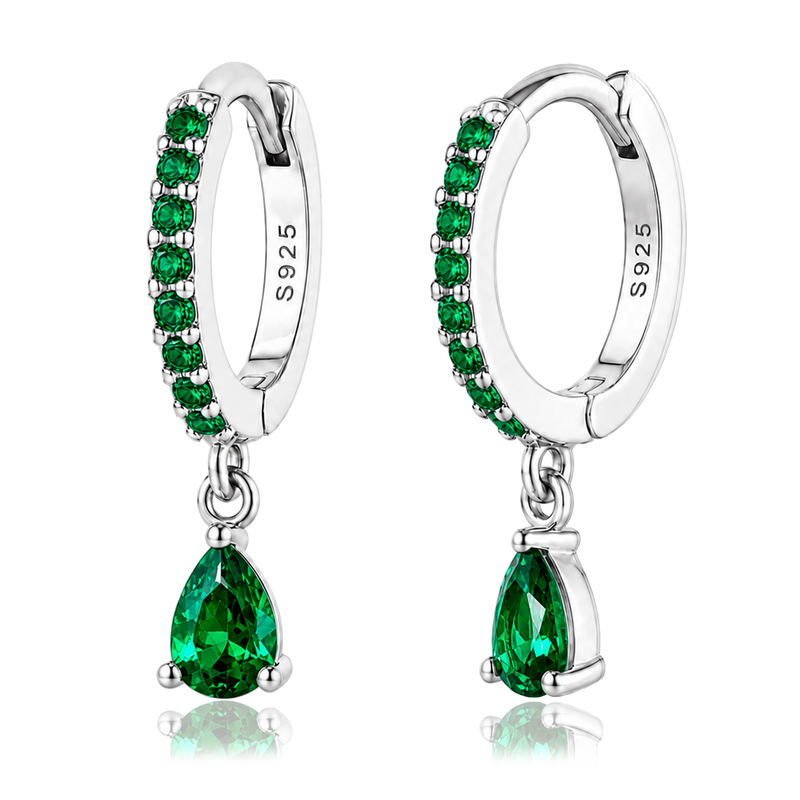 Ayla Green Silver Earrings