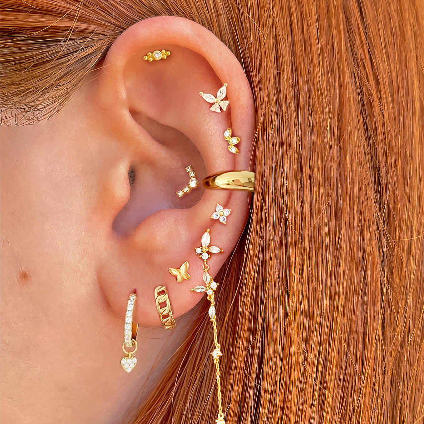White Gold Butterfly Earring