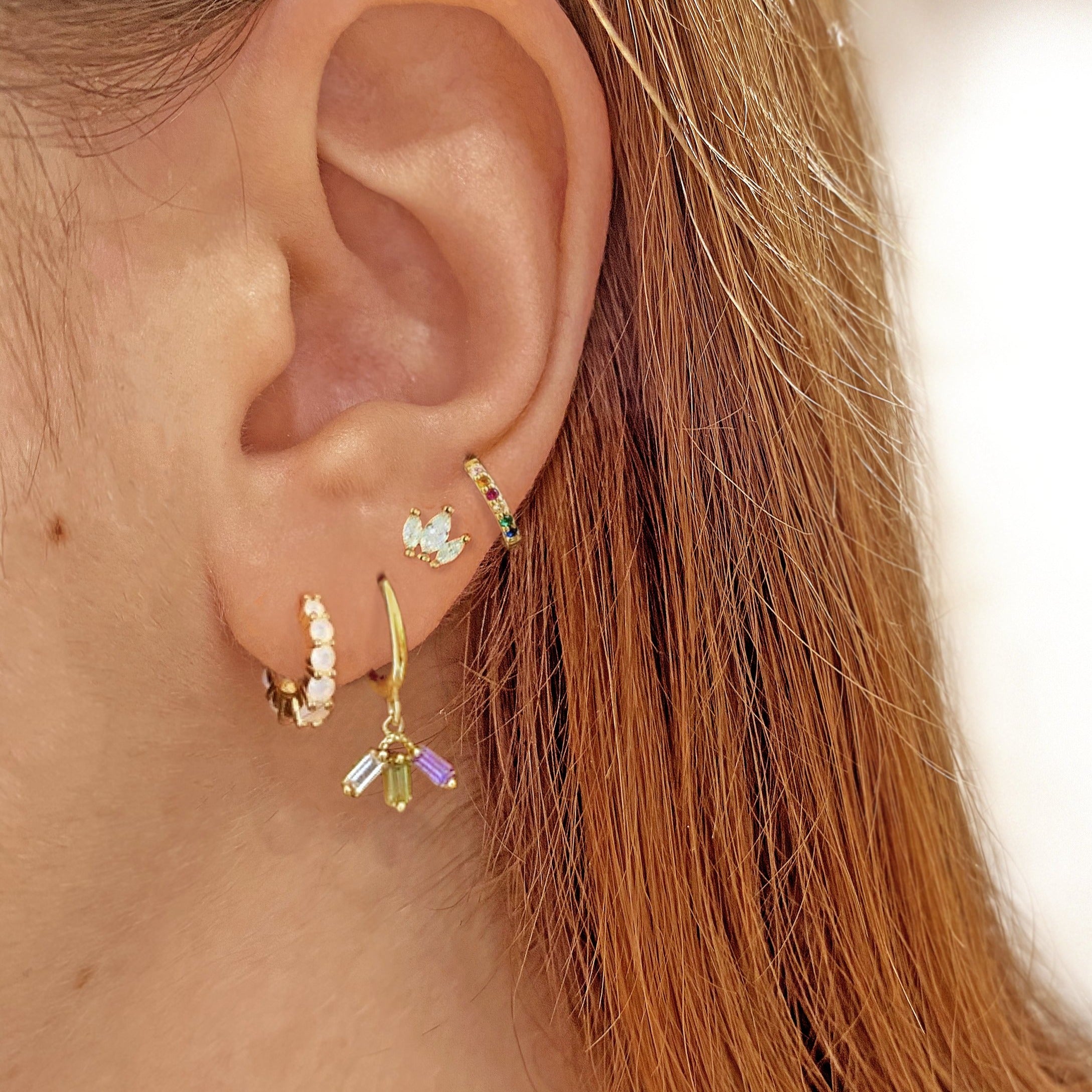 Mini Milk Double Gold Earrings 