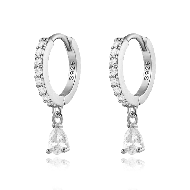 Ayla White Silver Earrings