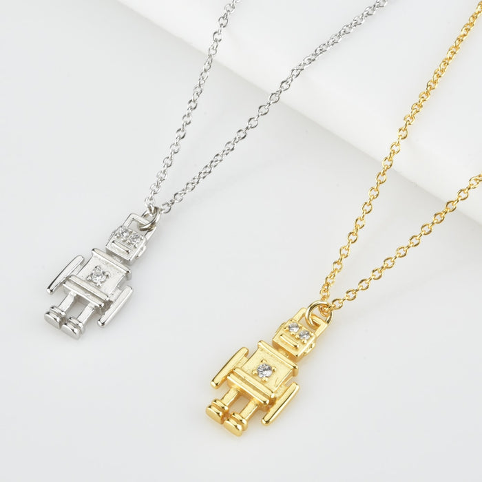 Silver Robot Necklace
