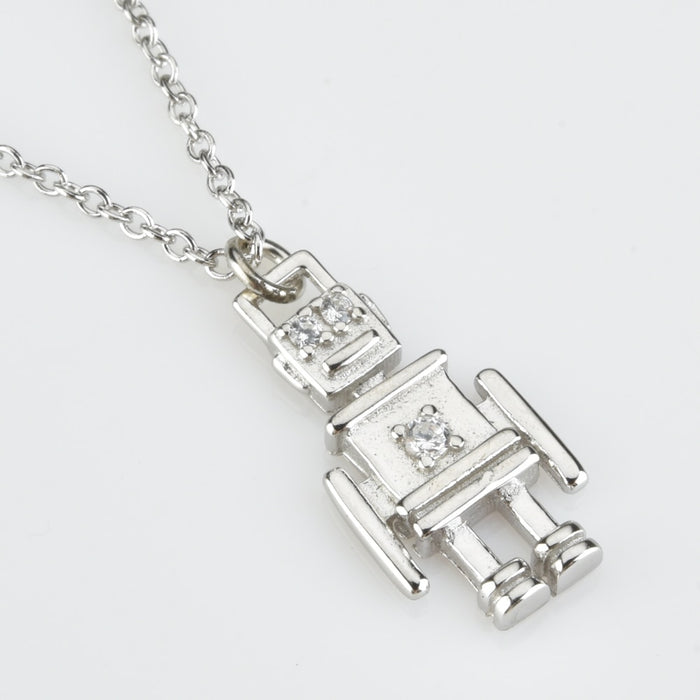 Silver Robot Necklace