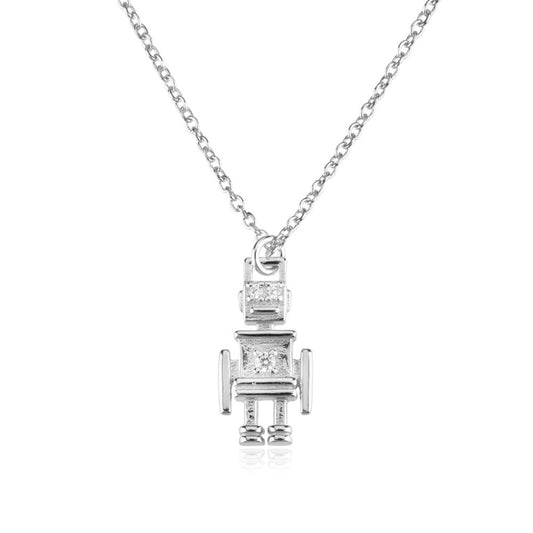 Silver Robot Necklace