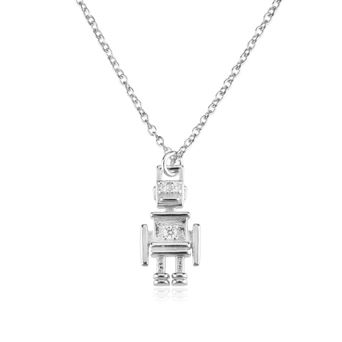 Silver Robot Necklace