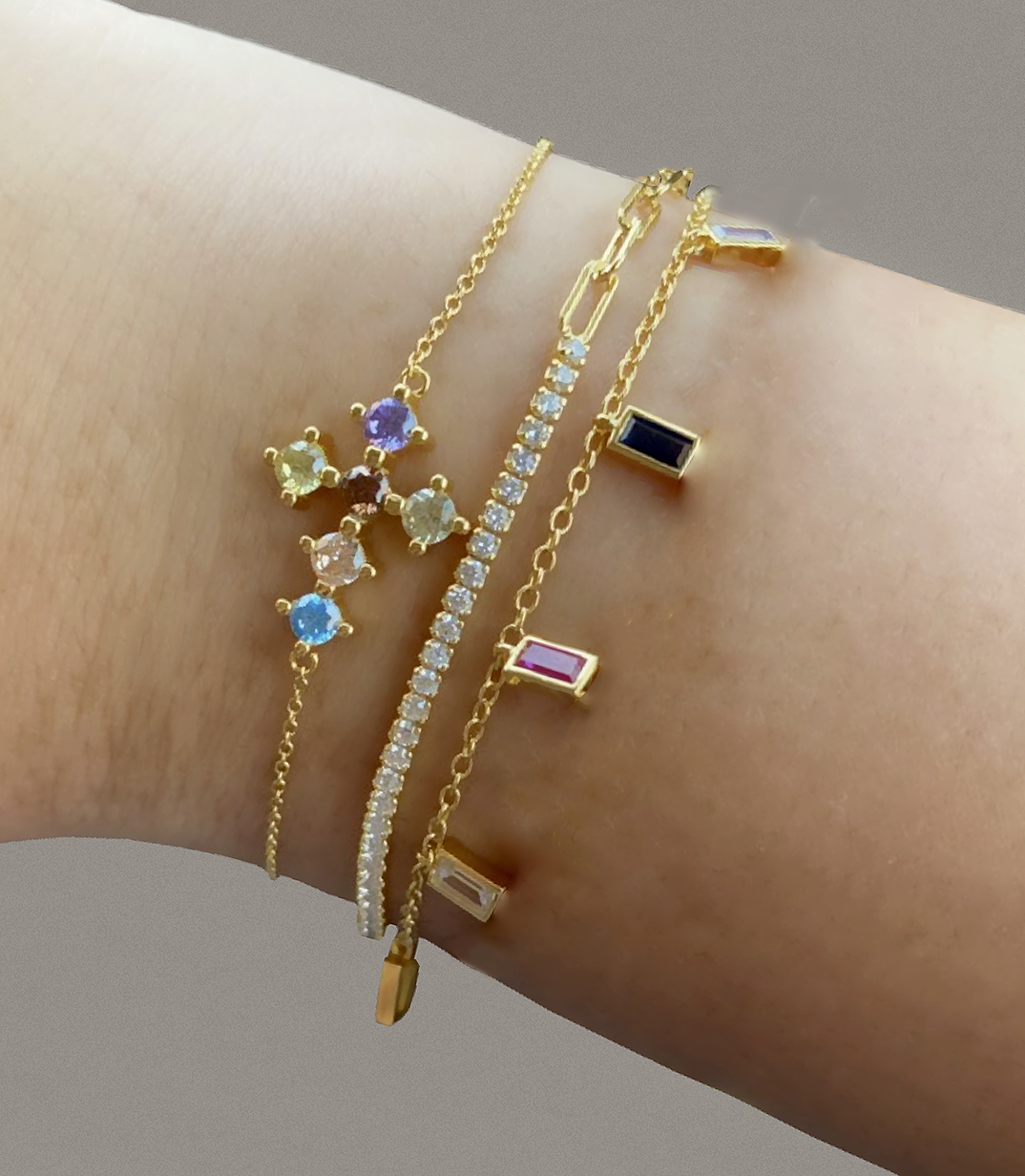 Colorful Cross Gold Bracelet 