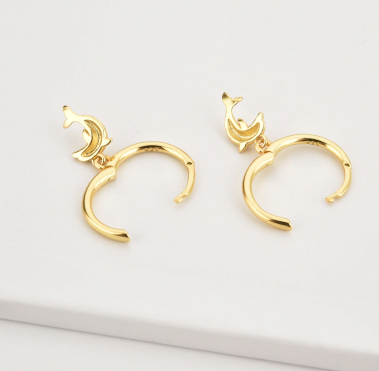 Gold Dolphin Earrings 