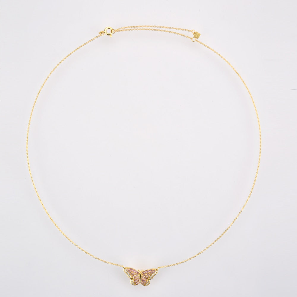 Collar Pink Butterfly Oro