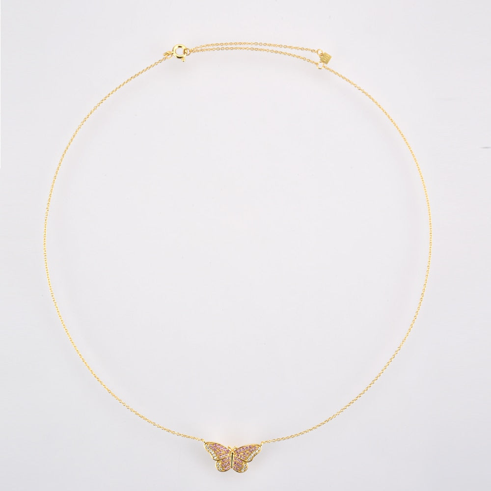 Collar Pink Butterfly Oro Rosa