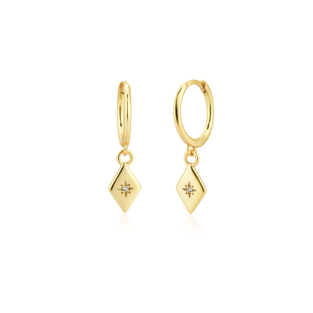 Gold Rhombus Shiny Hoops