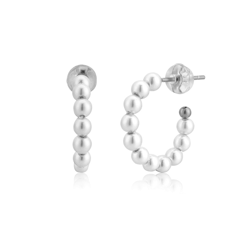 Multi Pearl Silver Hoops