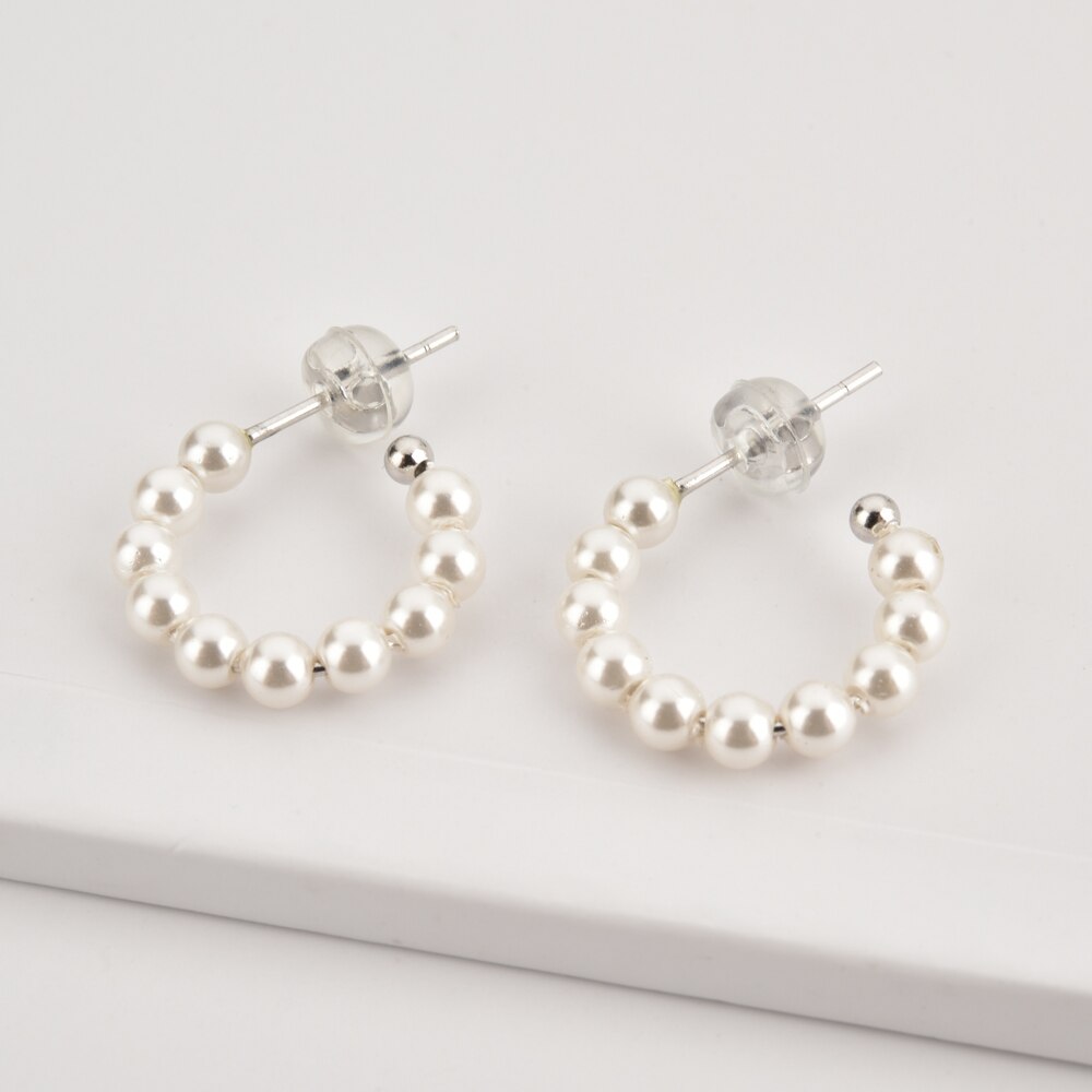 Multi Pearl Silver Hoops