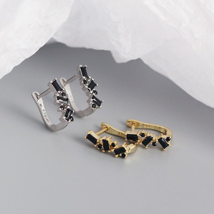 Hanwi Black Silver Hoops