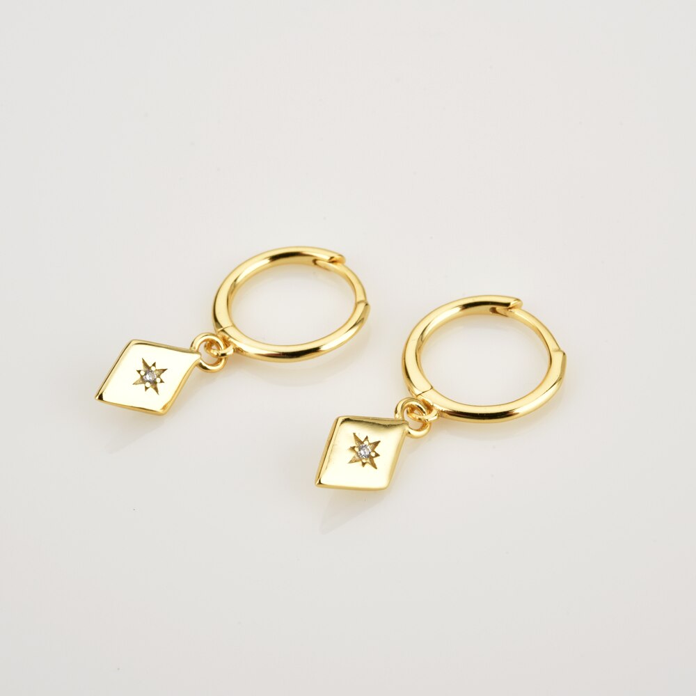 Gold Rhombus Shiny Hoops