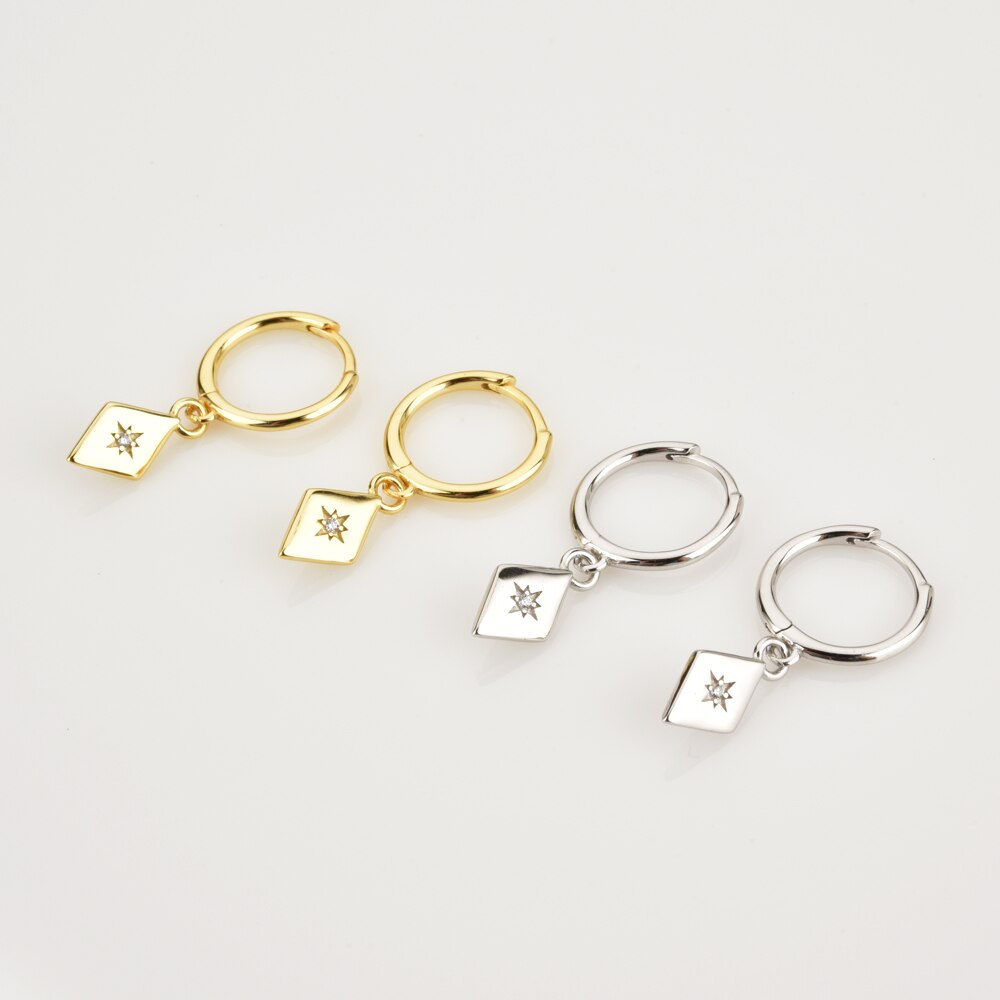 Gold Rhombus Shiny Hoops