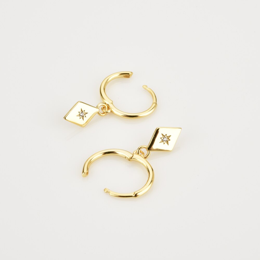 Gold Rhombus Shiny Hoops