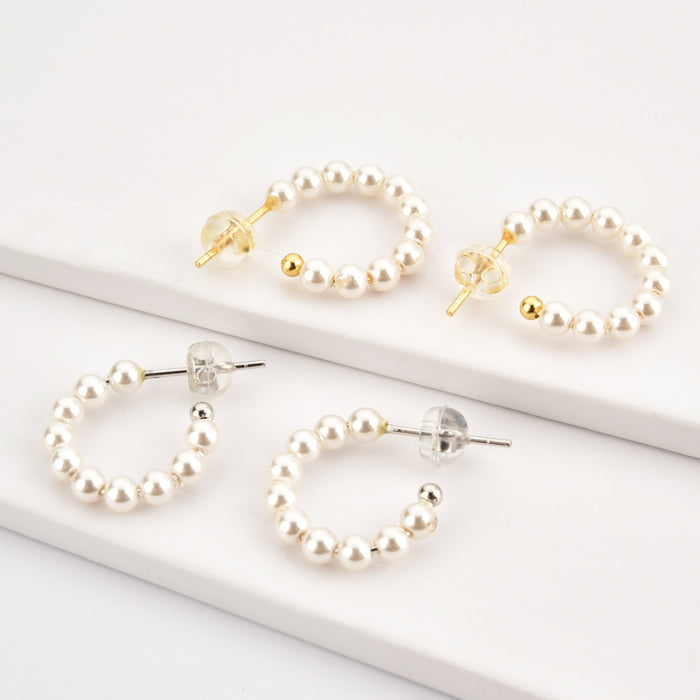 Multi Pearl Silver Hoops