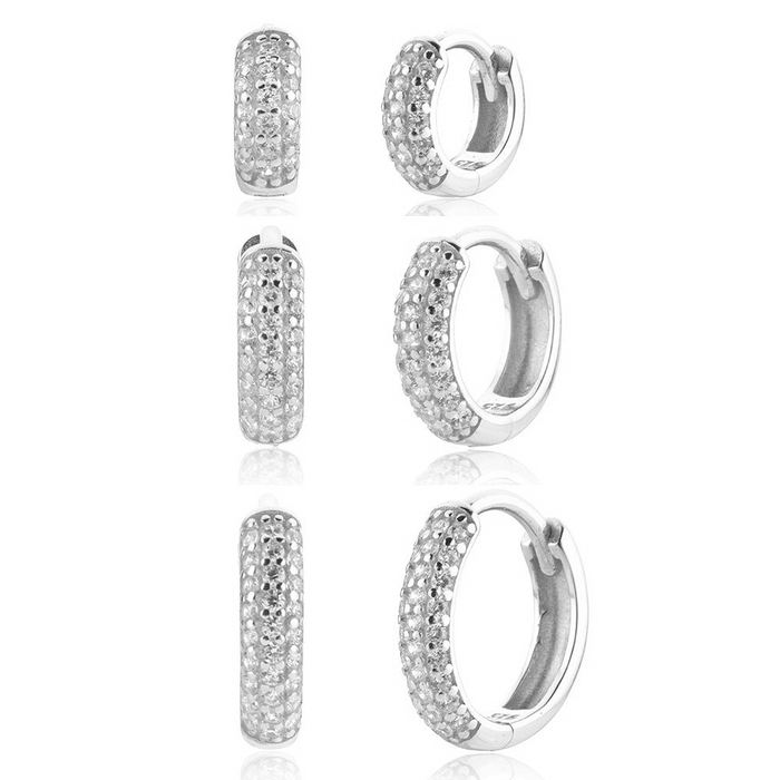 New Meiga White Silver Hoops - 6/8/10mm