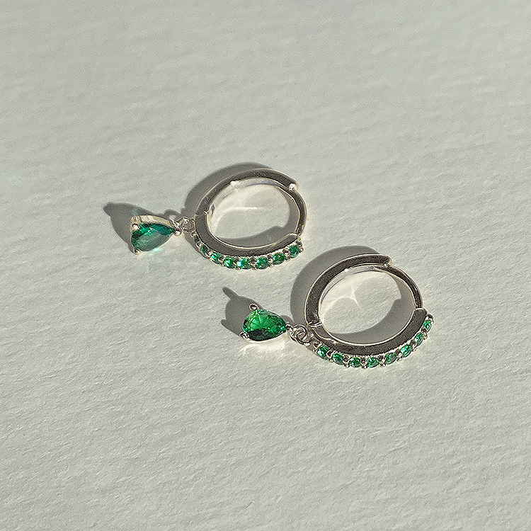 Ayla Green Silver Earrings