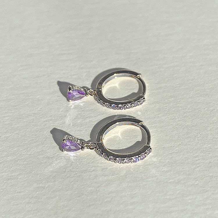 Ayla Lilac Silver Hoops