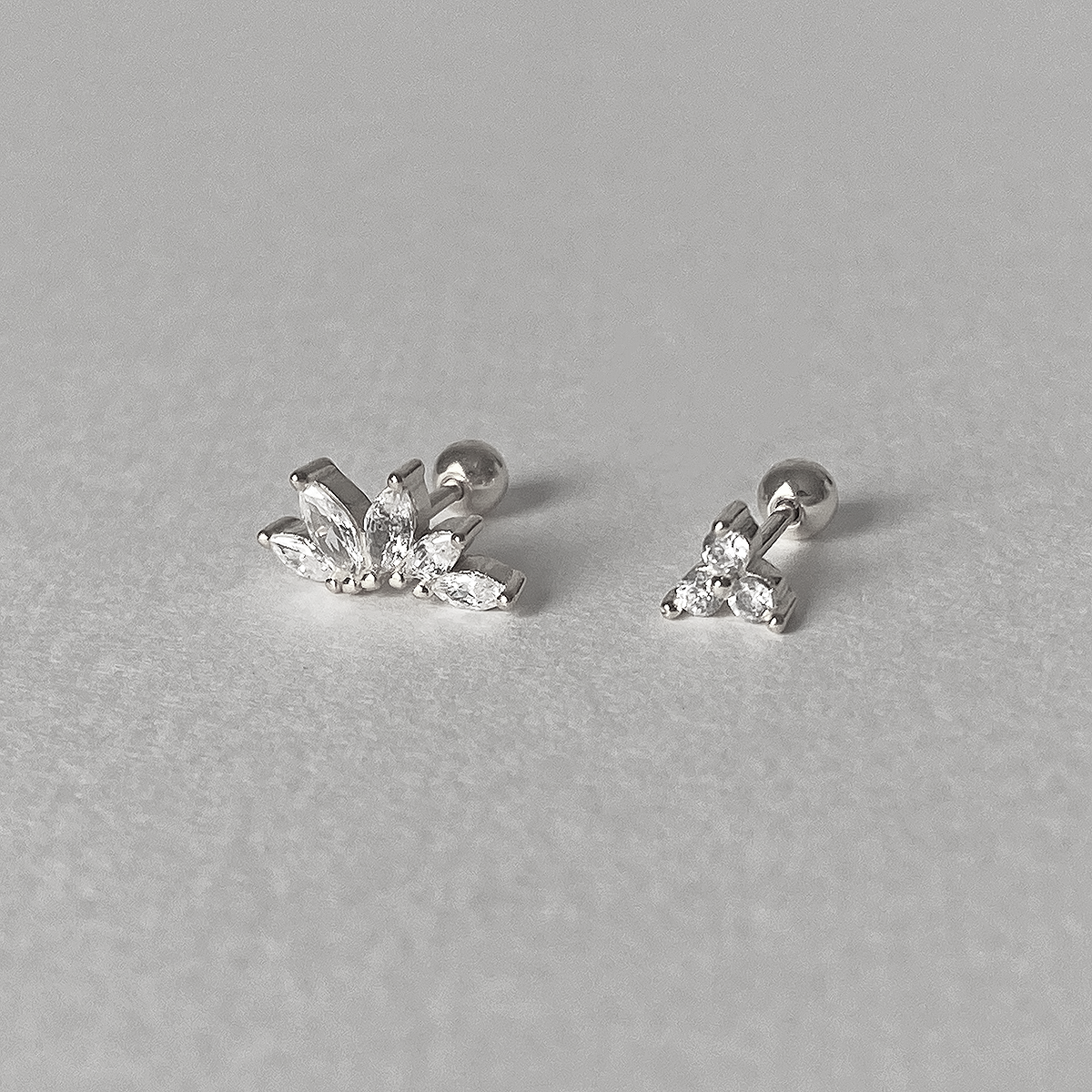 Silver White Clover Earring