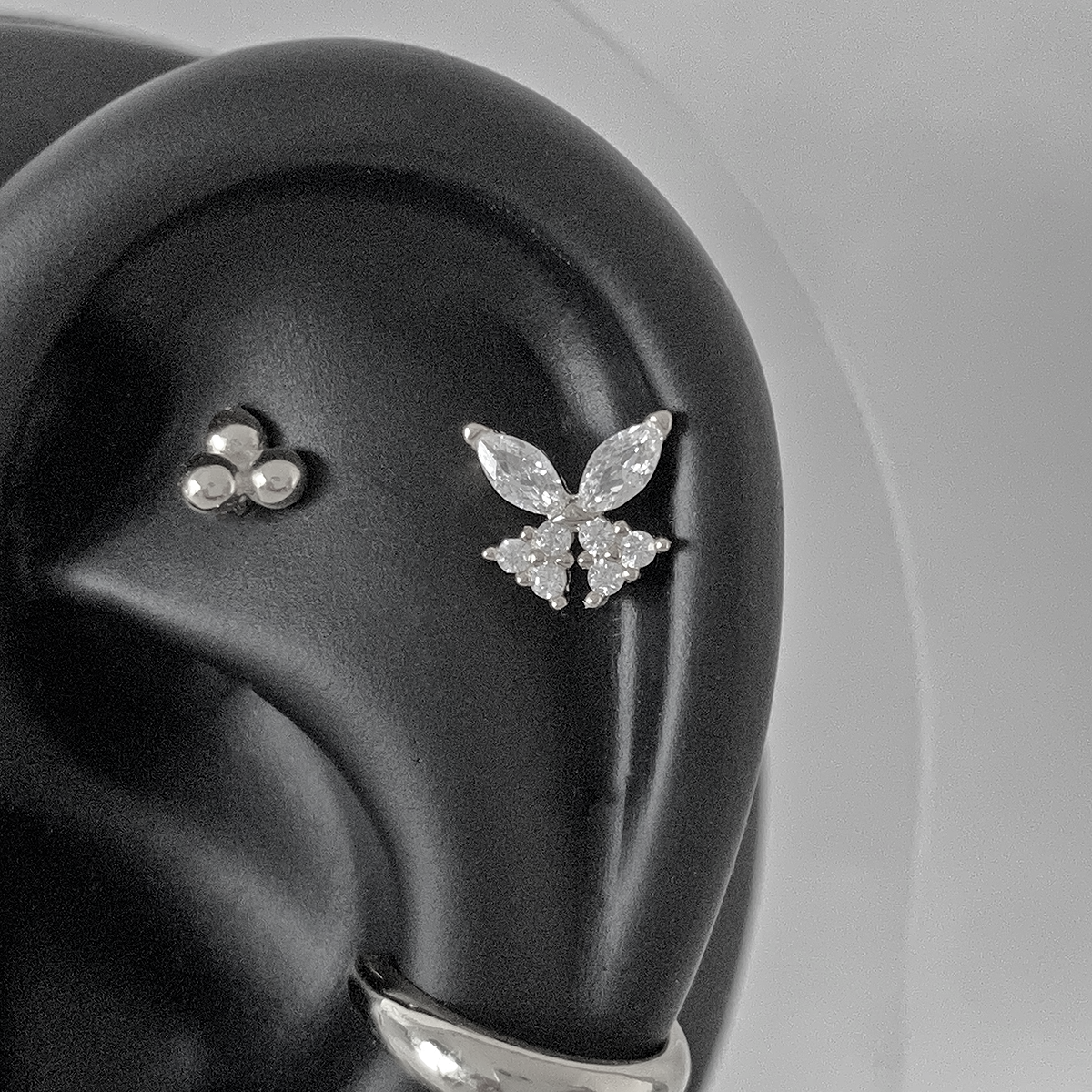 Silver White Butterfly Earring