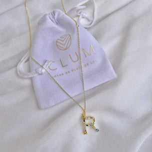 Gold Initial Colorful Necklace 