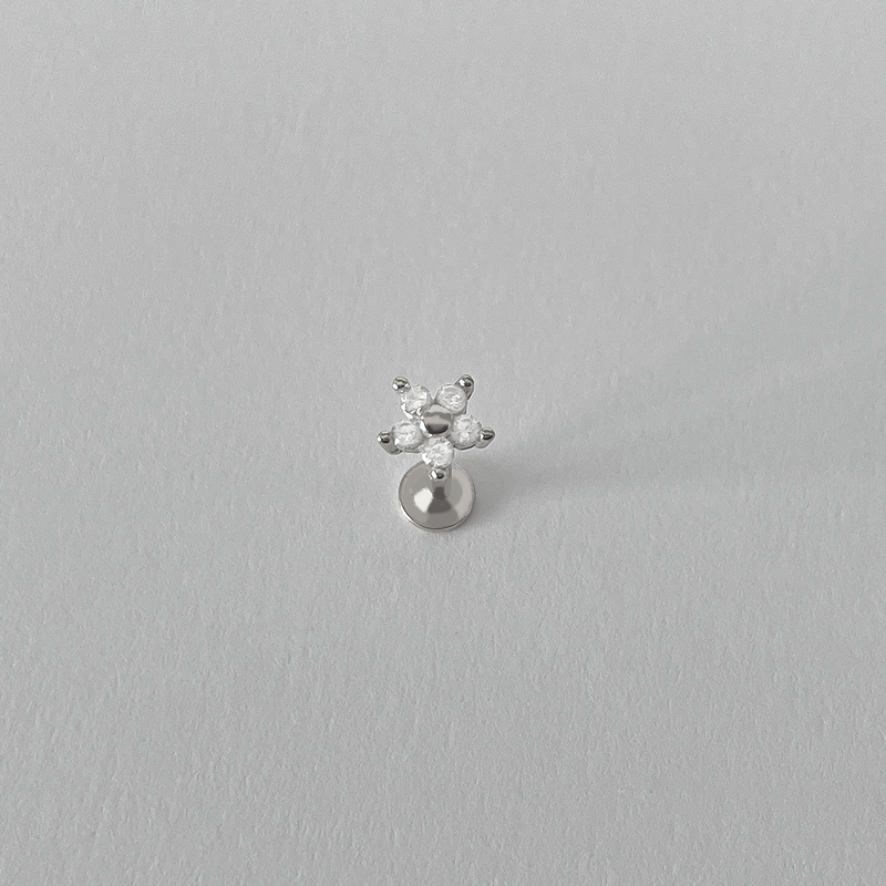 Pendiente White Daisy Plata