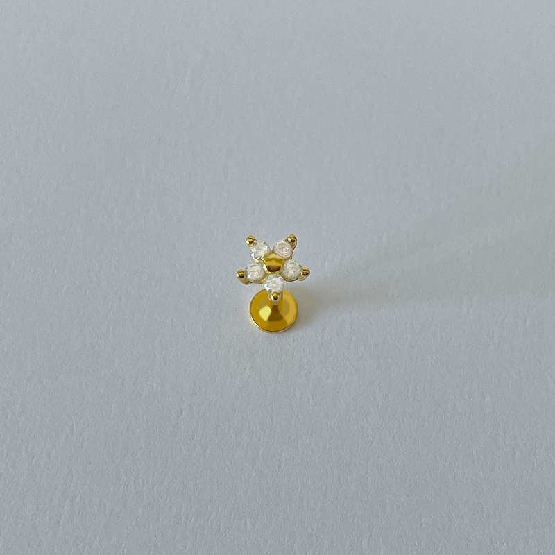 Pendiente White Daisy Oro