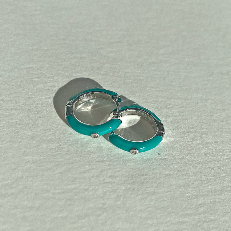 Dea Turquoise Silver Hoops