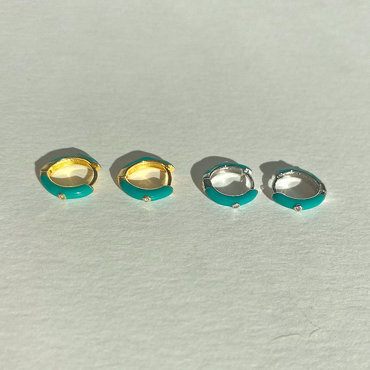 Dea Turquoise Silver Hoops