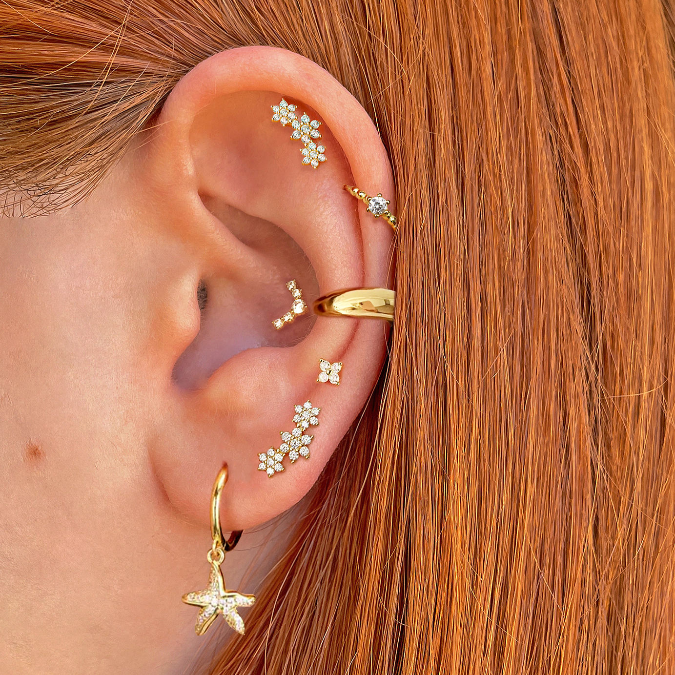 Gold Starfish Earrings 