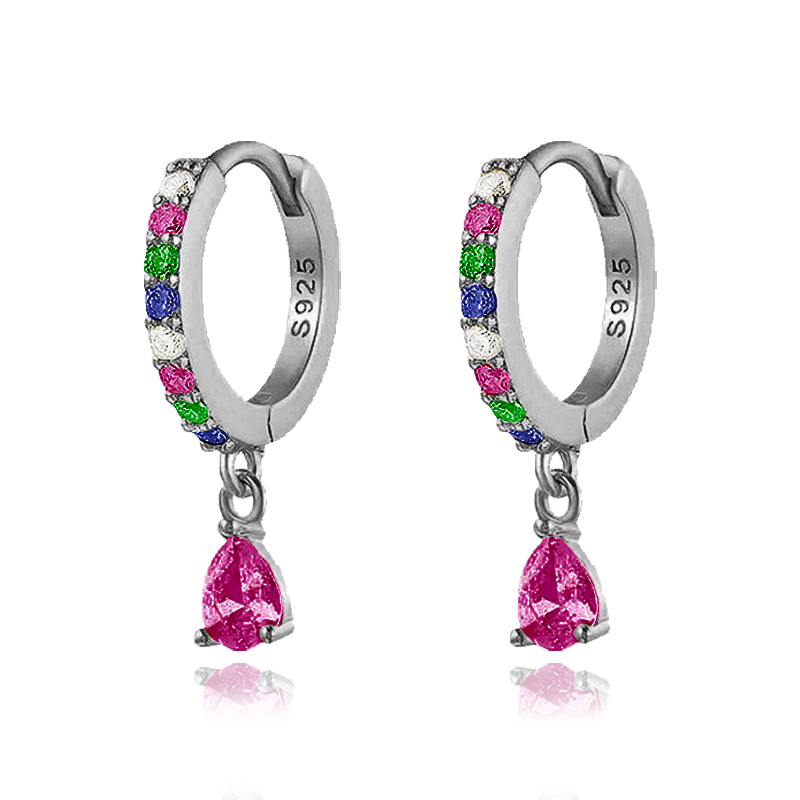 Ayla Colorful Silver Hoops