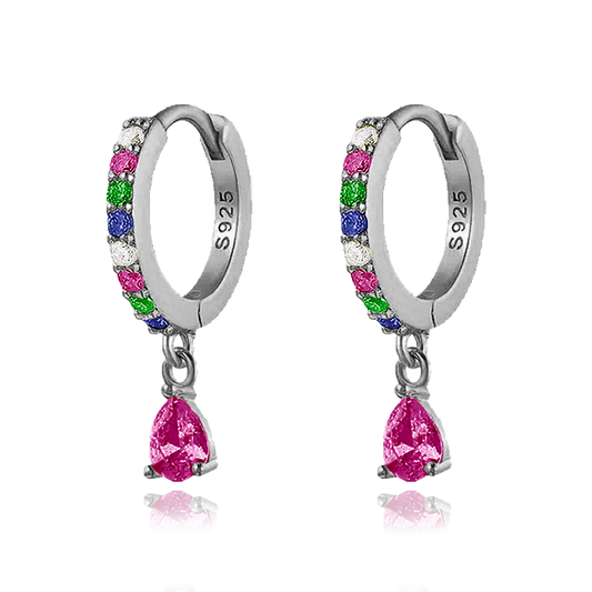 Ayla Colorful Silver Hoops