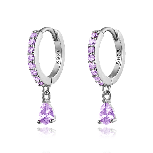 Ayla Lilac Silver Hoops