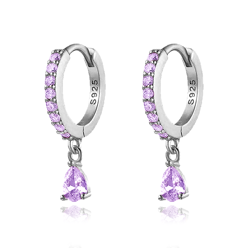 Ayla Lilac Silver Hoops