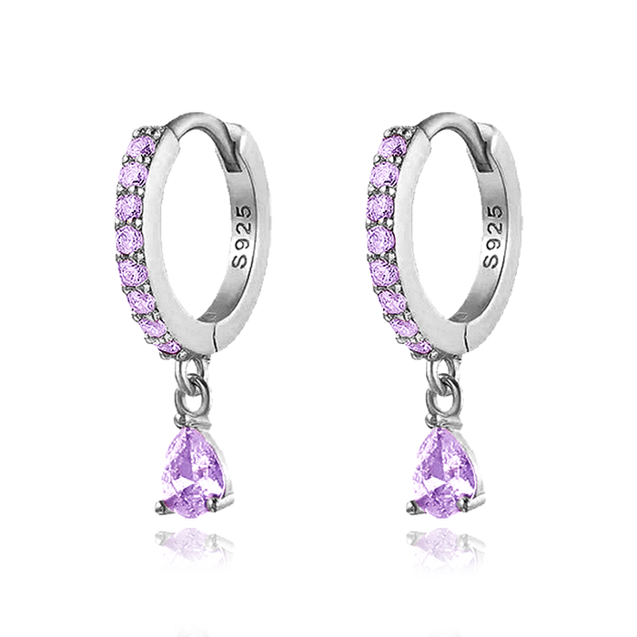 Ayla Lilac Silver Hoops