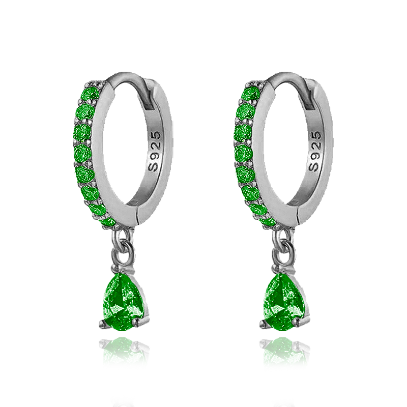 Ayla Green Silver Earrings