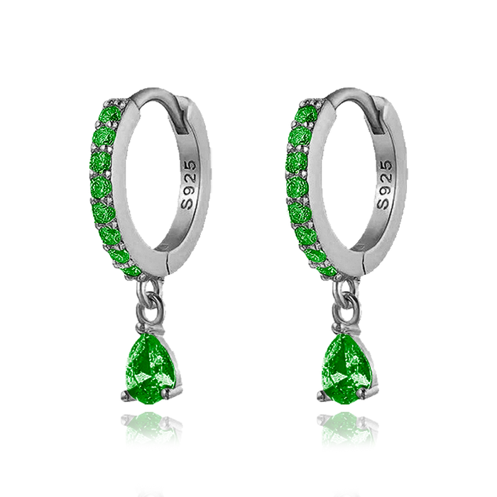 Ayla Green Silver Earrings