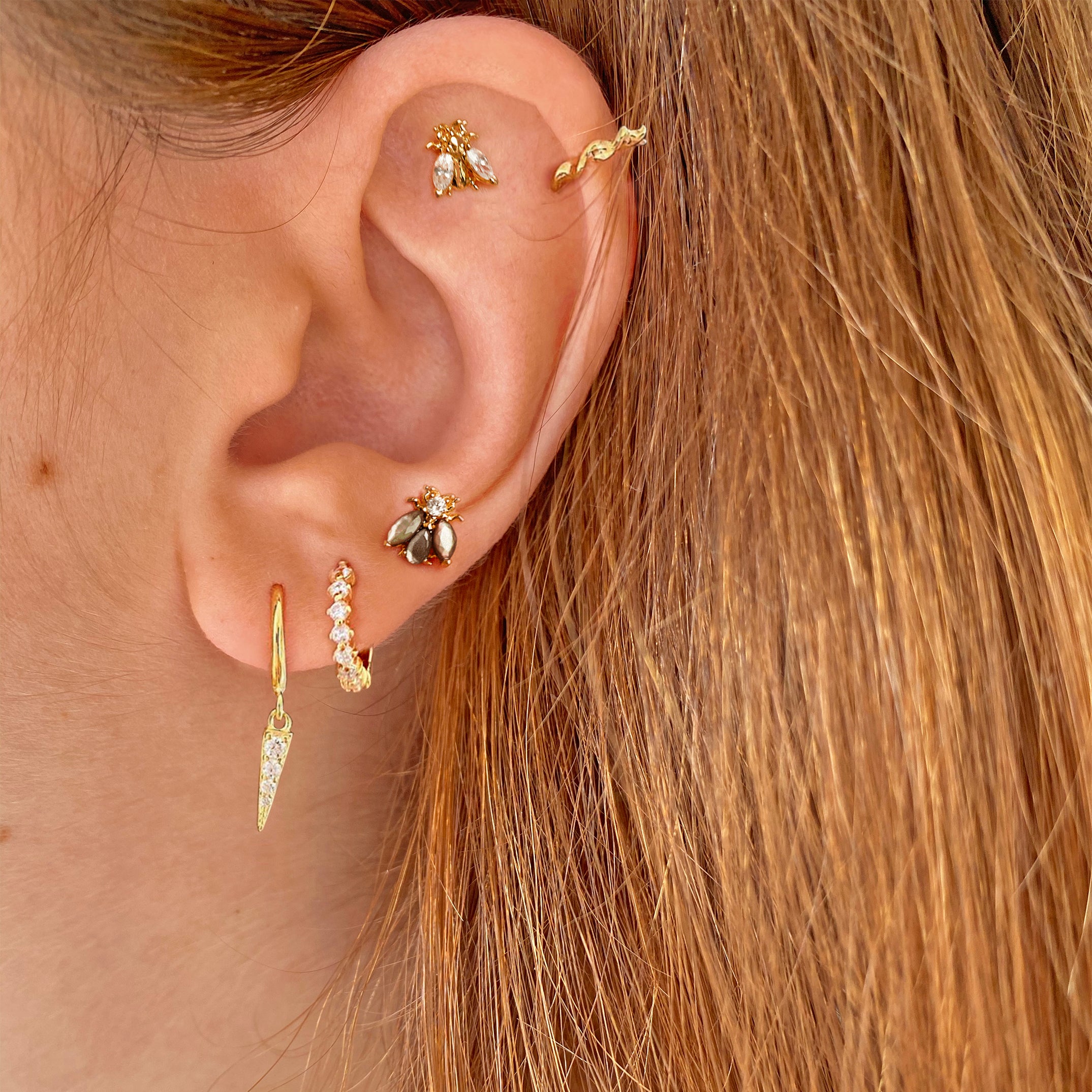 Gold Beetle Earrings 