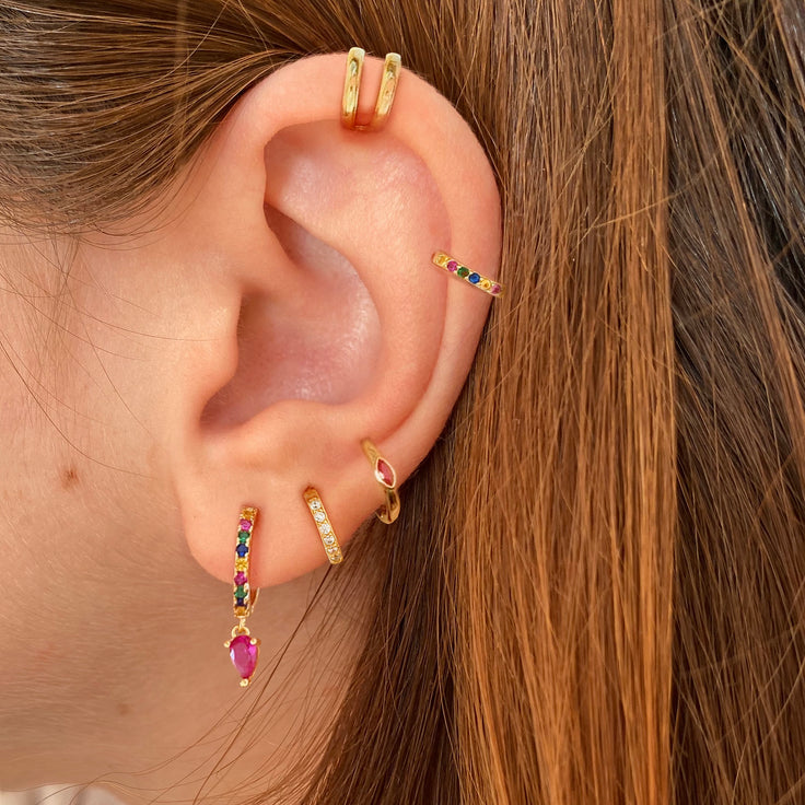 Colorful Pink Gold Hoops