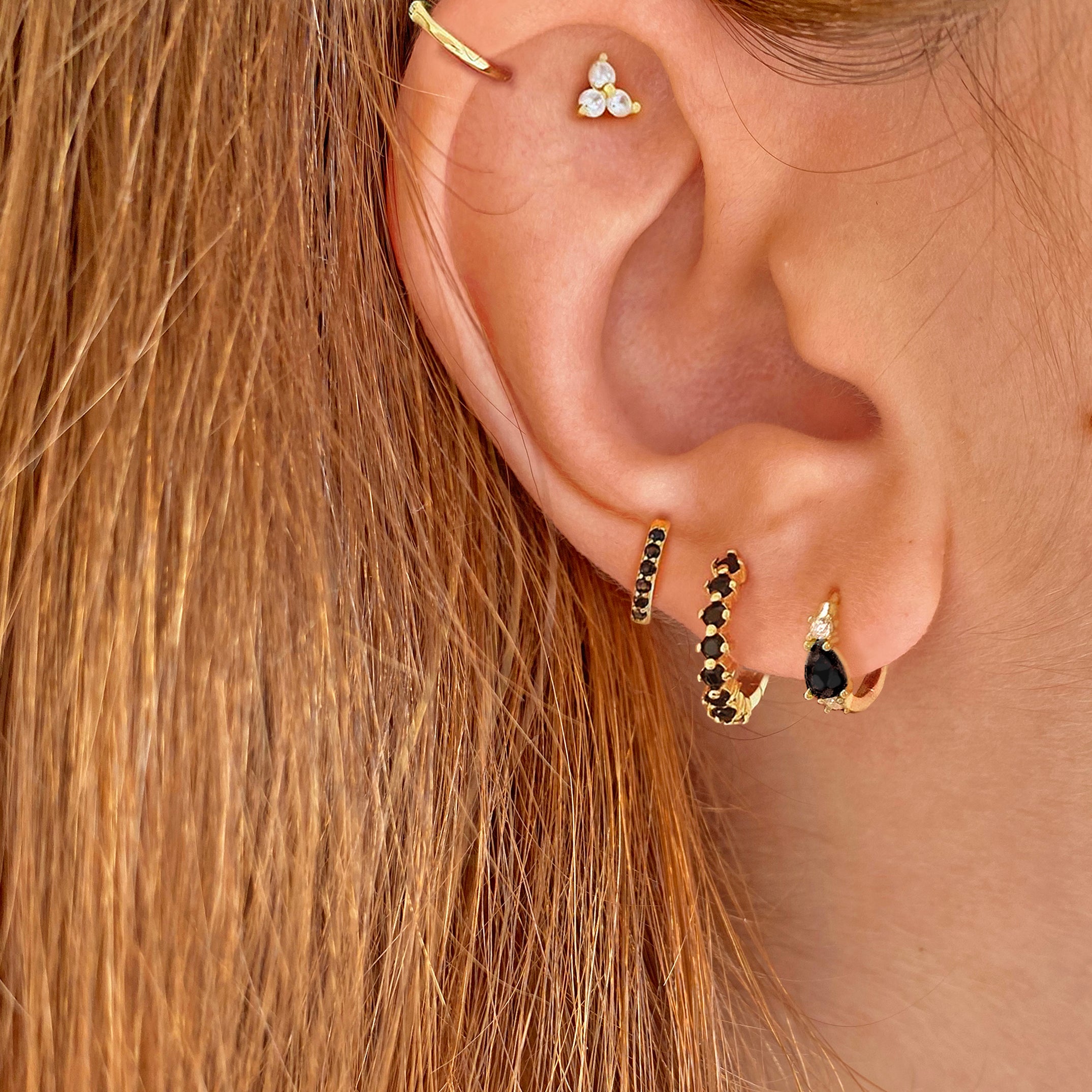 Black Denia Gold Earrings 