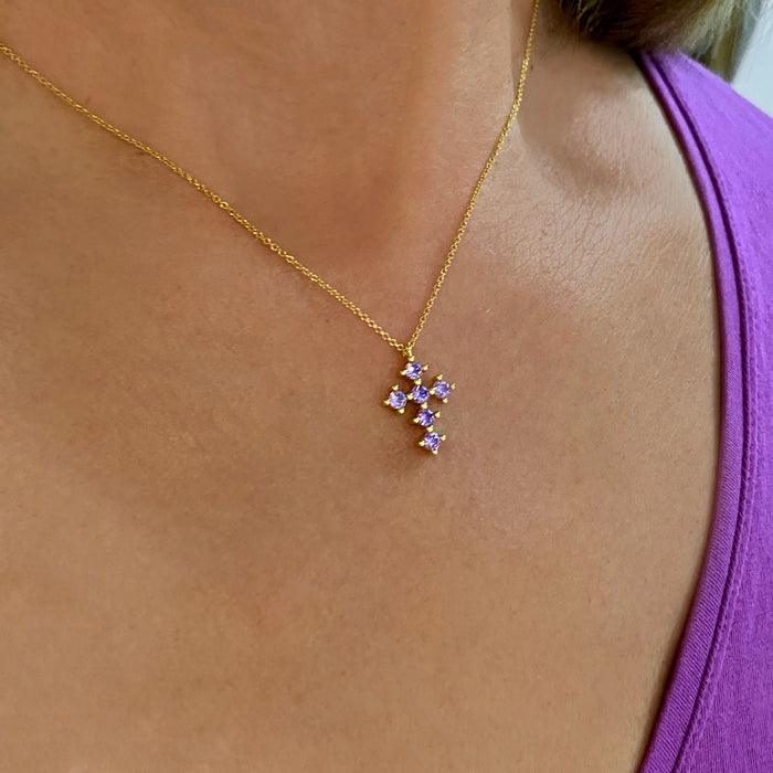 Lilac Gold Cross Necklace 