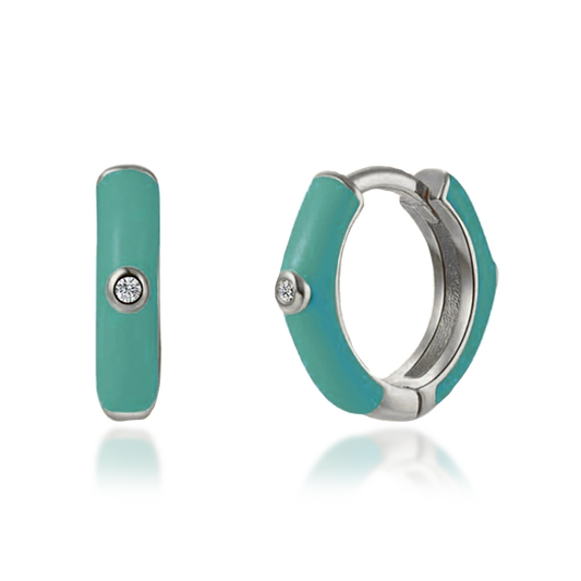 Dea Turquoise Silver Hoops